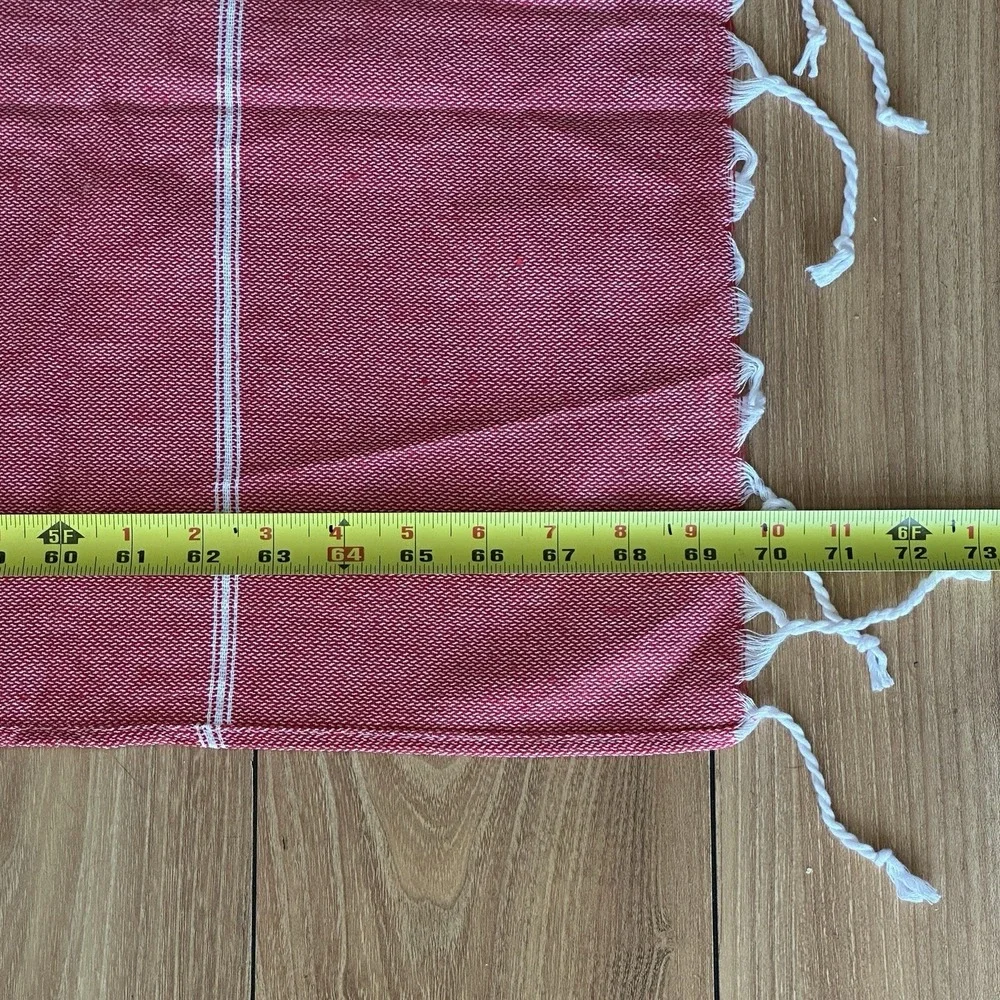 Ohana 2025 Beach Blanket Burgundy White Striped 69X28